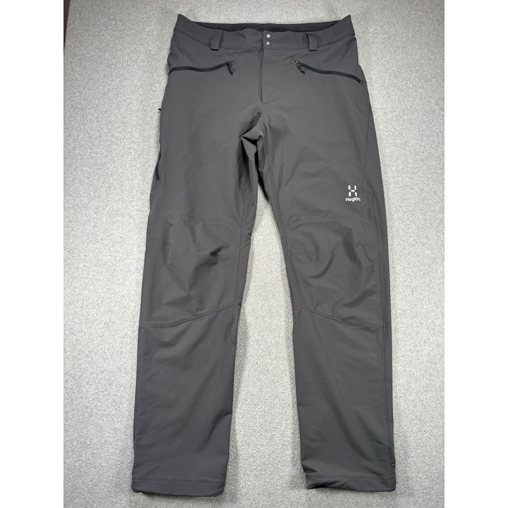 Haglofs Moran Water Repellent Wind Soft Shell Pants Gray Hiking Trekking 34x33 - Picture 2 of 16